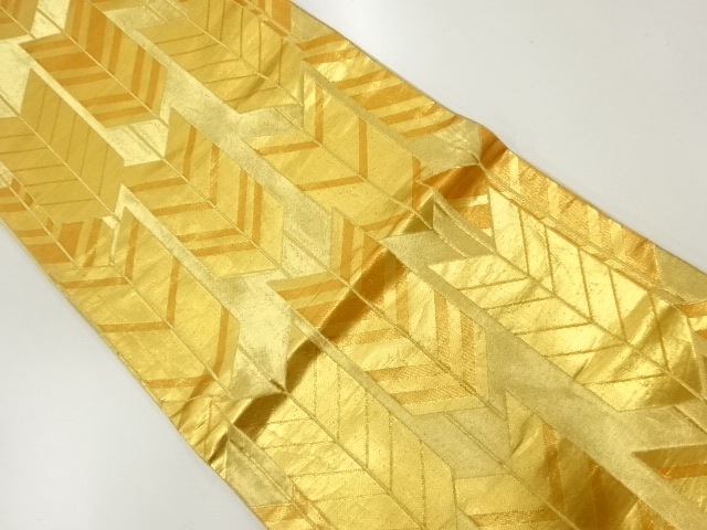 アンティーク　矢羽根模様織出し全通袋帯（材料）